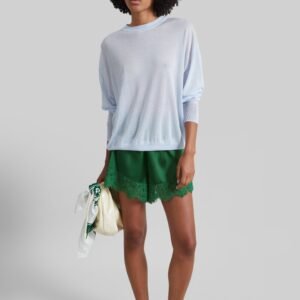 Albesa Satin Lace Trim Shorts - Kelly Green