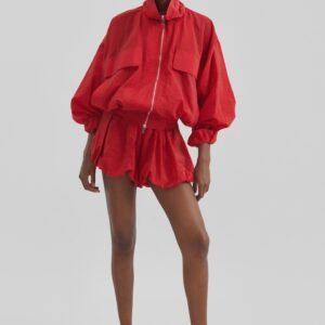 Alina Bubble Hem Shorts - Red