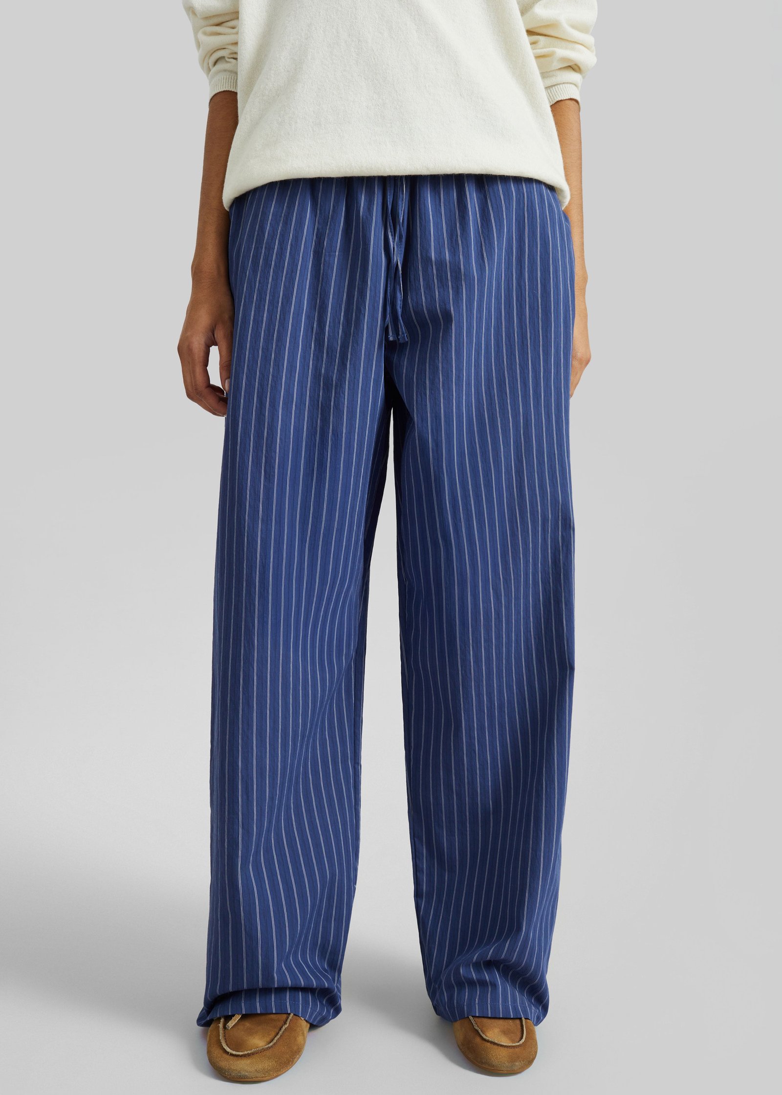 Almansa Drawstring Wide Pants - Blue Stripe - Image 5