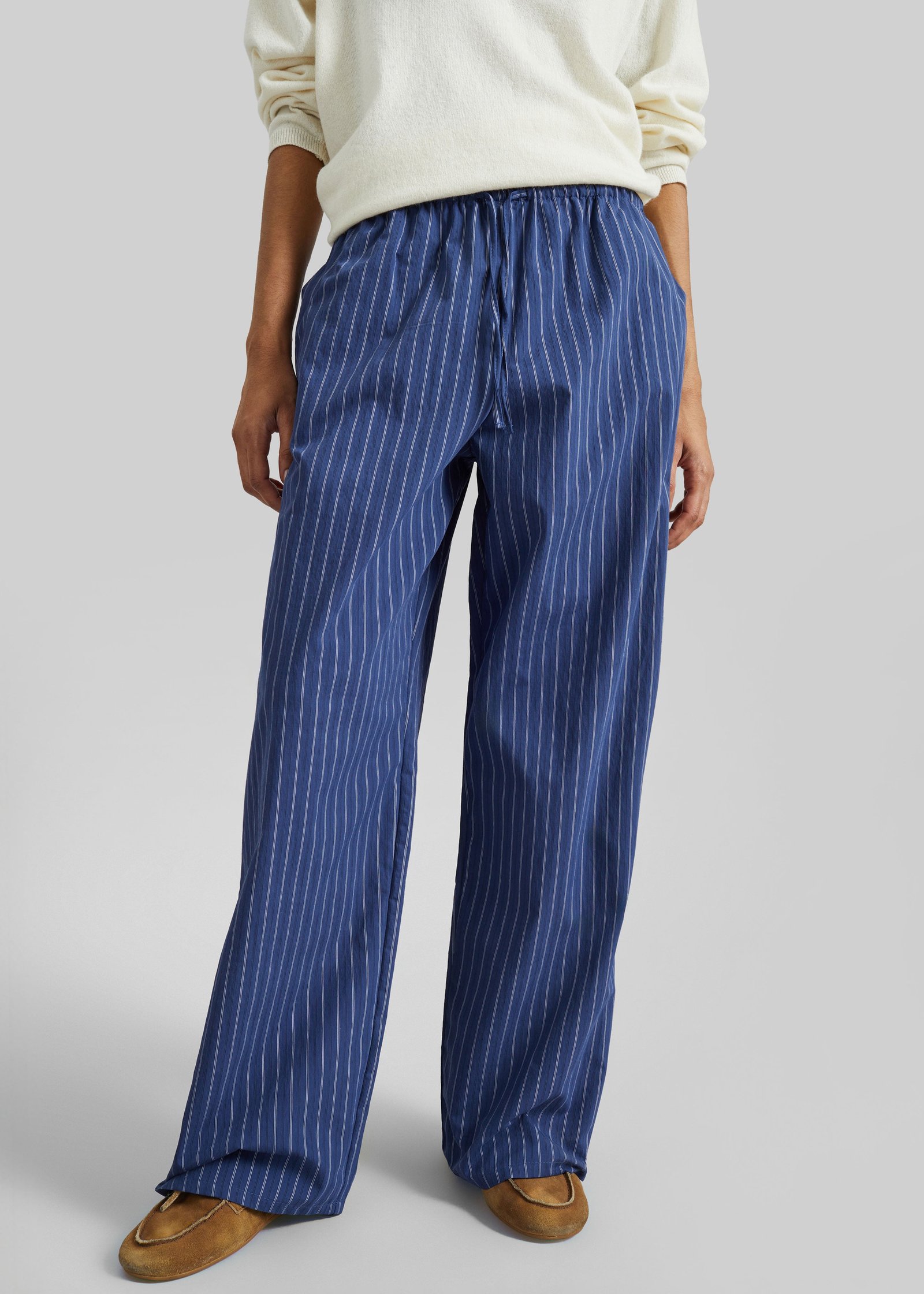 Almansa Drawstring Wide Pants - Blue Stripe - Image 2