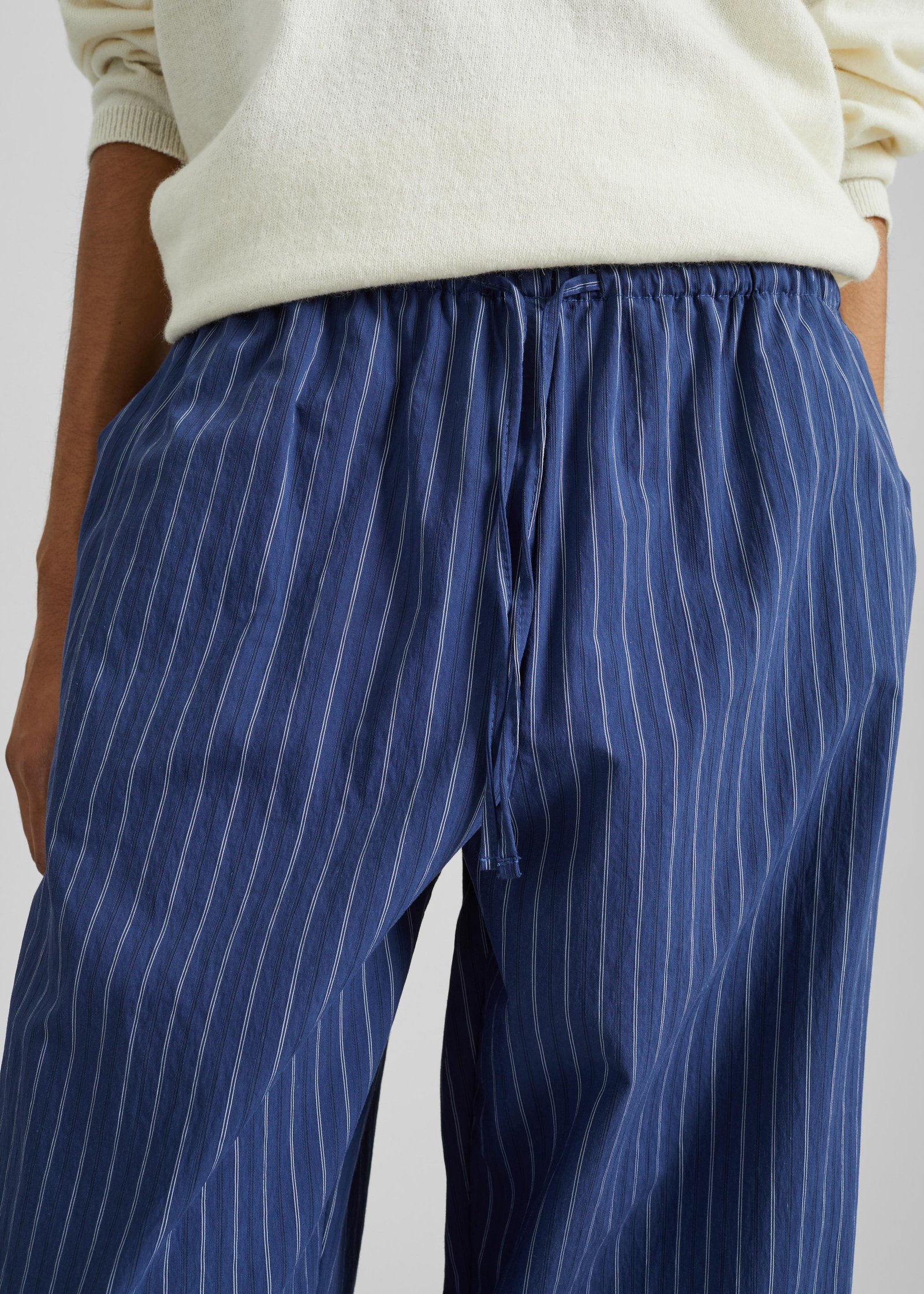 Almansa Drawstring Wide Pants - Blue Stripe - Image 3
