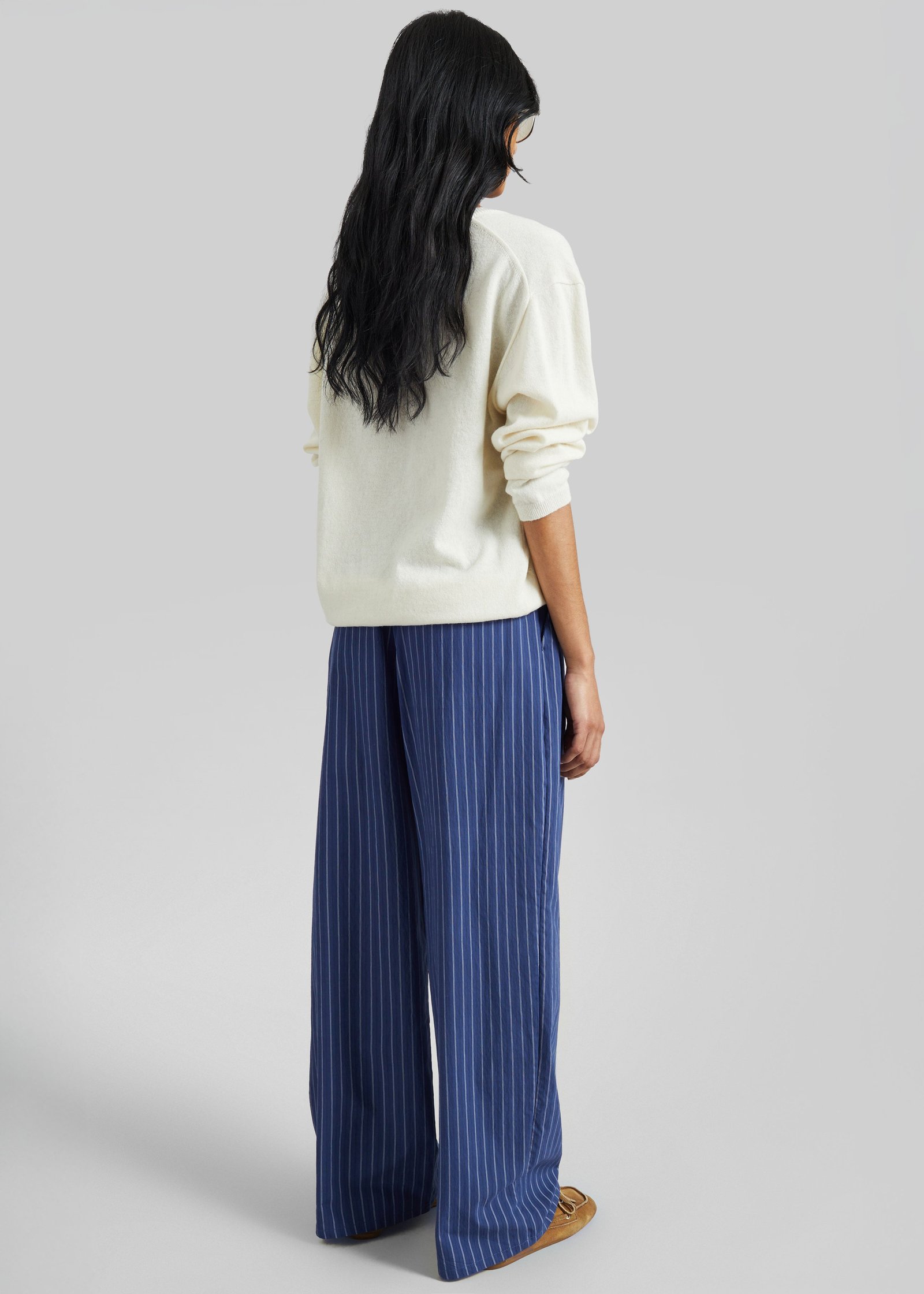 Almansa Drawstring Wide Pants - Blue Stripe - Image 6