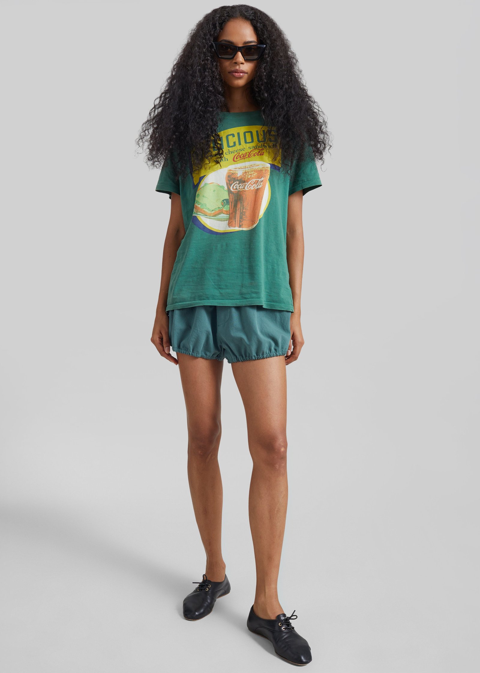 Ameglia Bubble Hem Mini Shorts - Green - Image 5