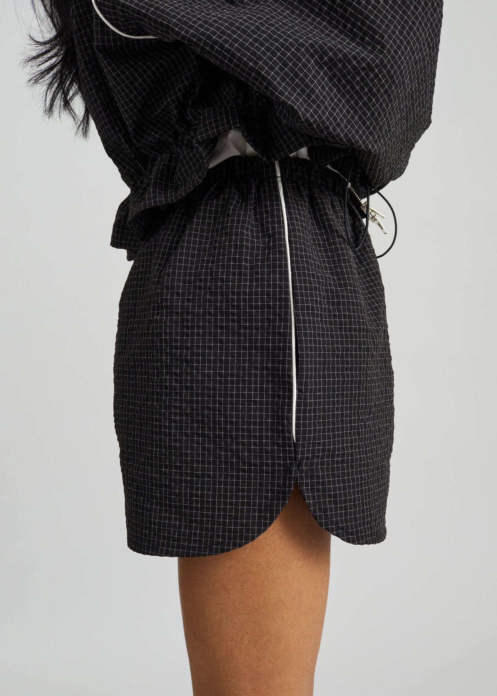 Arizona Seersucker Track Shorts - Checked Black - Image 6
