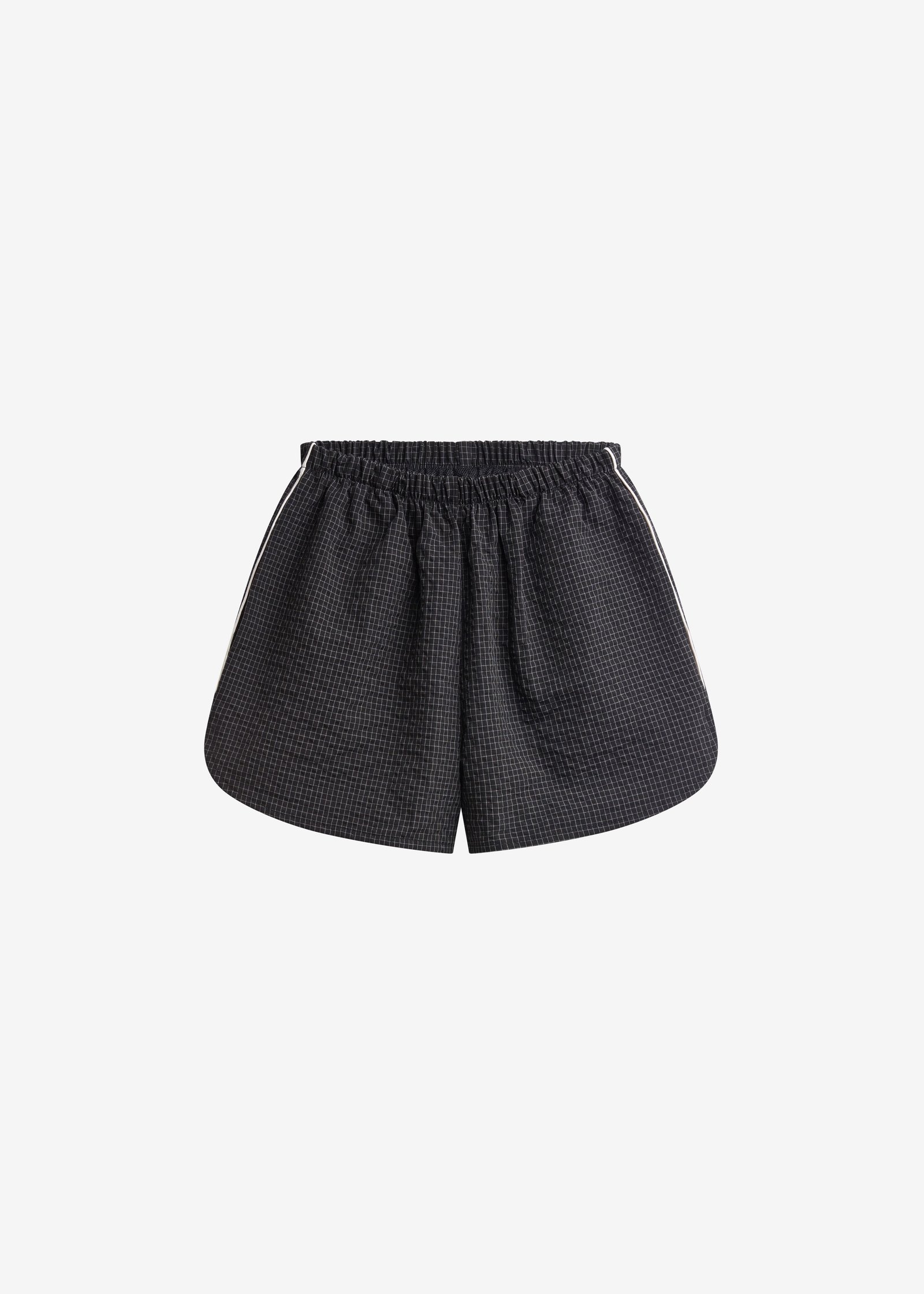 Arizona Seersucker Track Shorts - Checked Black - Image 10