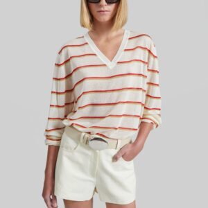 Ayen Sheer Knit Top - Ivory Multi Stripe