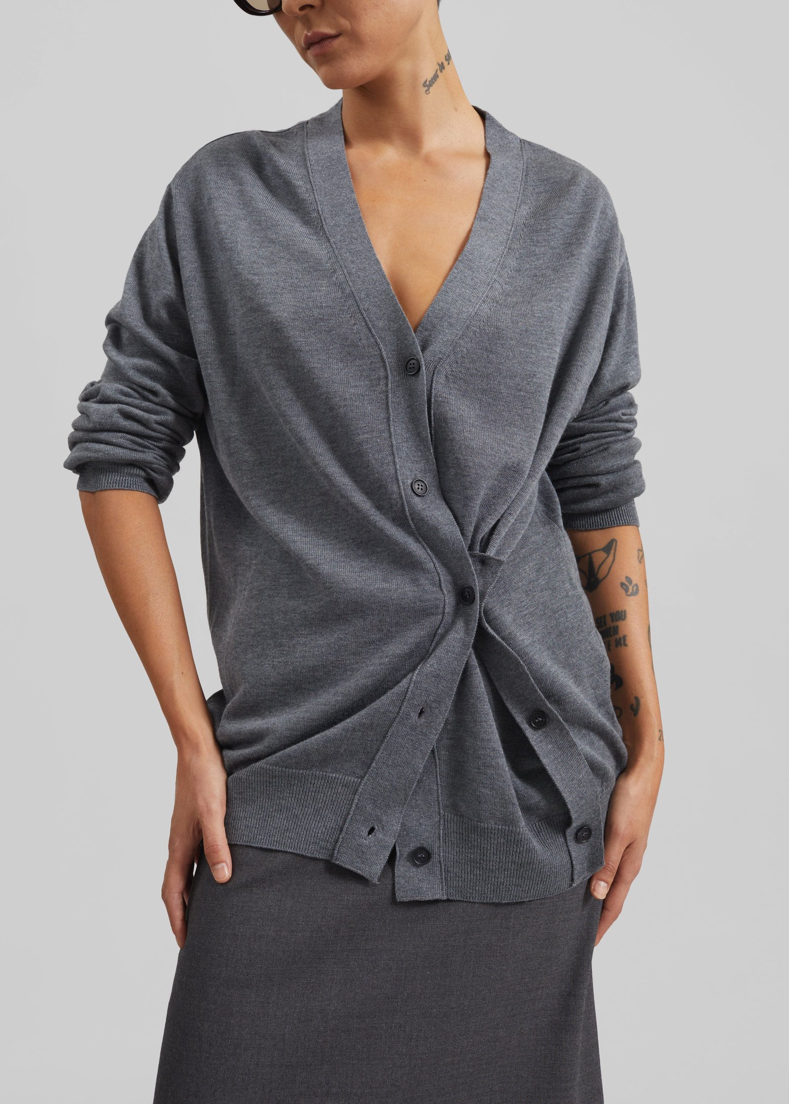 Calvane Two-Way Cardigan - Grey - Image 6