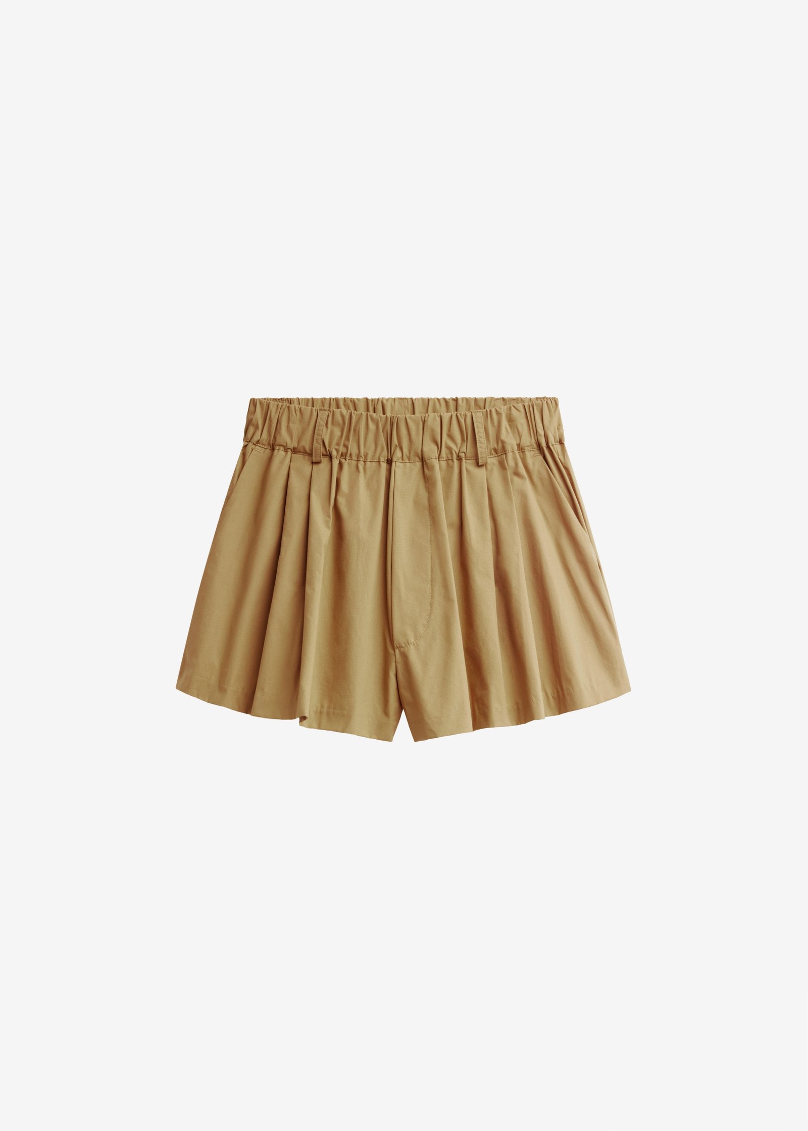 Castalia Cotton Gathered Shorts - Camel - Image 6