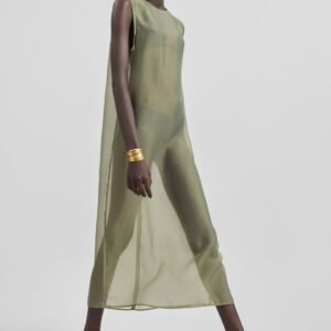 Corindi Sheer Organza Dress - Olive