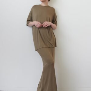 Ella Boxy Tee - Khaki Brown