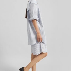 Elyn Cotton Bermuda Shorts - Light Blue/Brown Stripe
