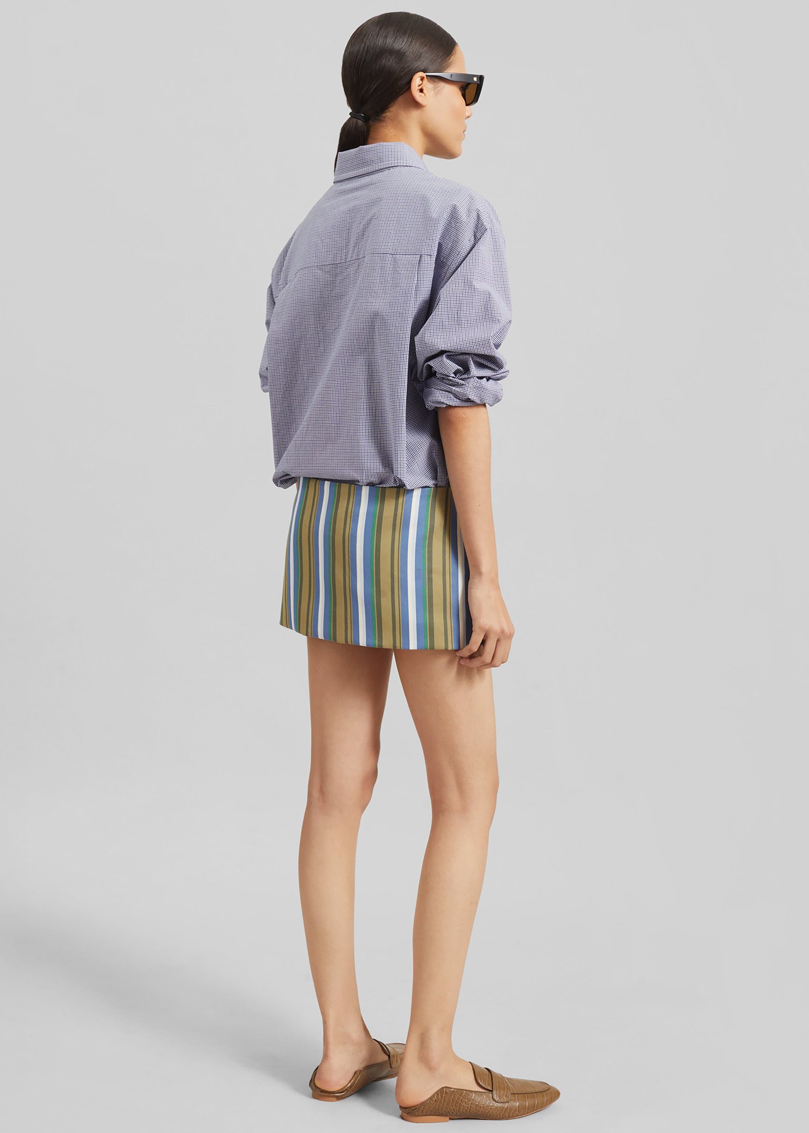 Hera Mini Skirt - Green Multi Stripe - Image 8