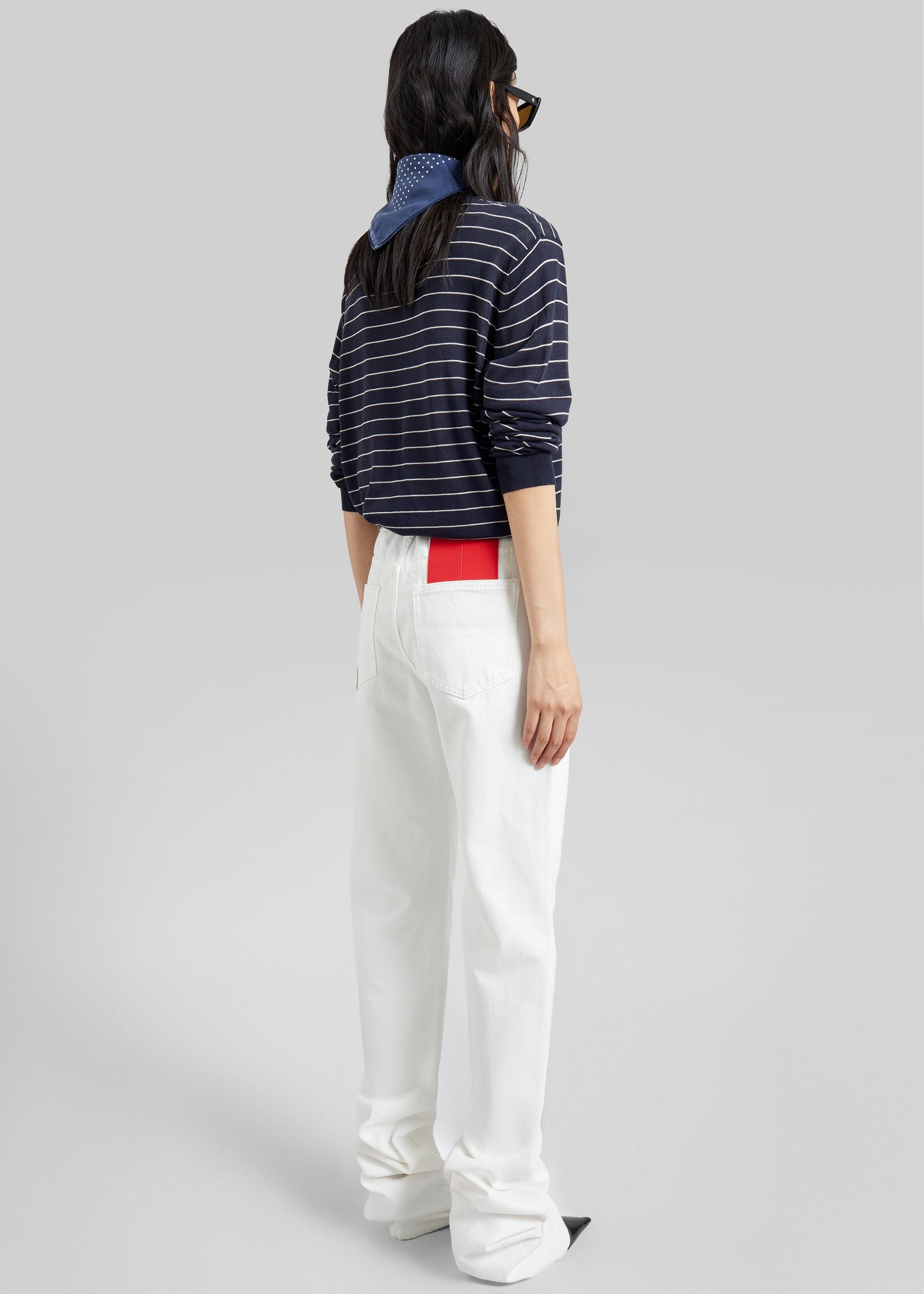 Hossegor Fine Knit Cardigan - Navy/White Stripe - Image 5