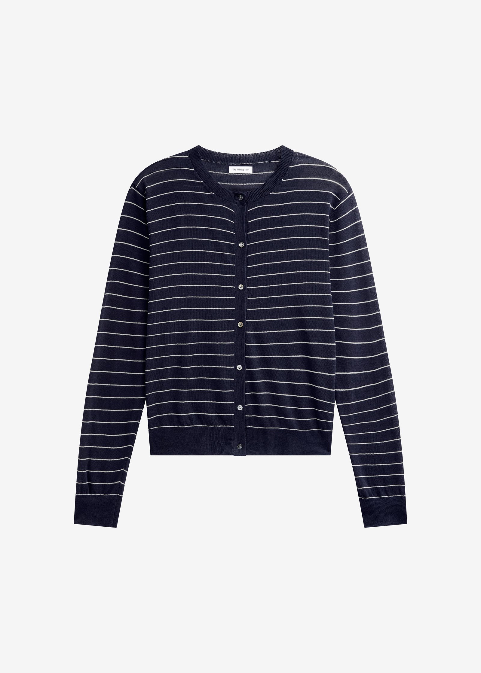 Hossegor Fine Knit Cardigan - Navy/White Stripe - Image 6