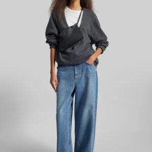 Issy Deep V-Neck Pullover - Dark Grey