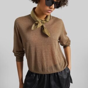 Ivrea Sheer Knit Top - Olive Brown