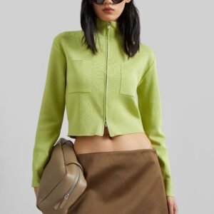 Juilly Knit Zip Cardigan - Lime