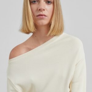 Lessay Asymmetric Knit Pullover - Cream