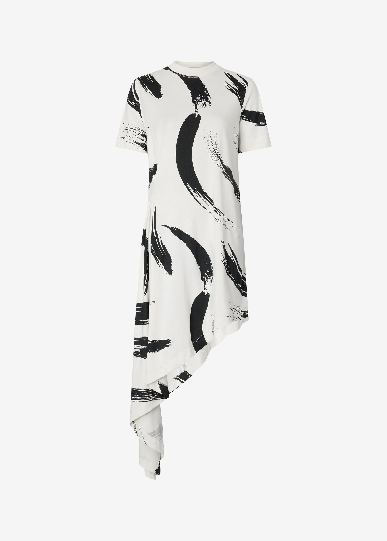 Loulou de Saison Liya Asymmetrical Cotton Dress - Ivory/Black - Image 8