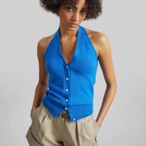 Maia Convertible Knit Halter Top - Cobalt