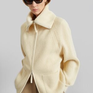 Malabry Knit Zip-Up Cardigan - Pale Yellow