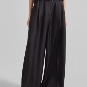 Marfa Pleated Silk Trousers - Black