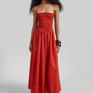 Matteau Shirred Bodice Dress - Tomato