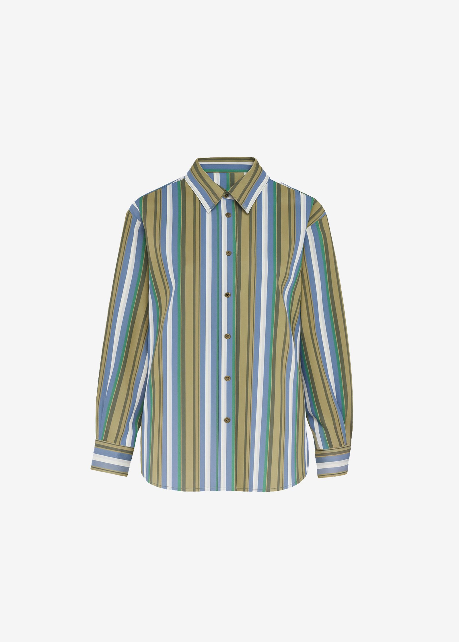 Oana Cotton Padded Shirt - Green Multi Stripe - Image 6
