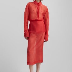 Peri Sheer Midi Skirt - Red
