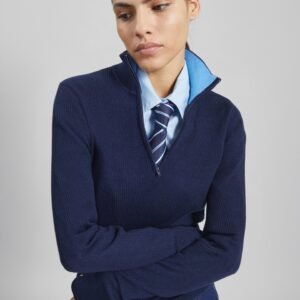 Sade Knit Zip Sweater - Dark Navy/Light Blue