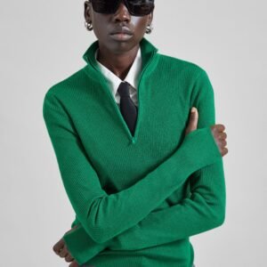 Sade Knit Zip Sweater - Green