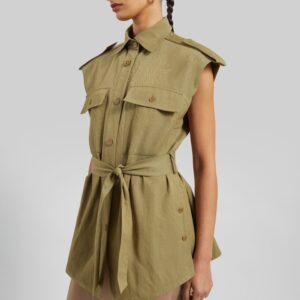 Sarah Sleeveless Cargo Mini Dress - Olive
