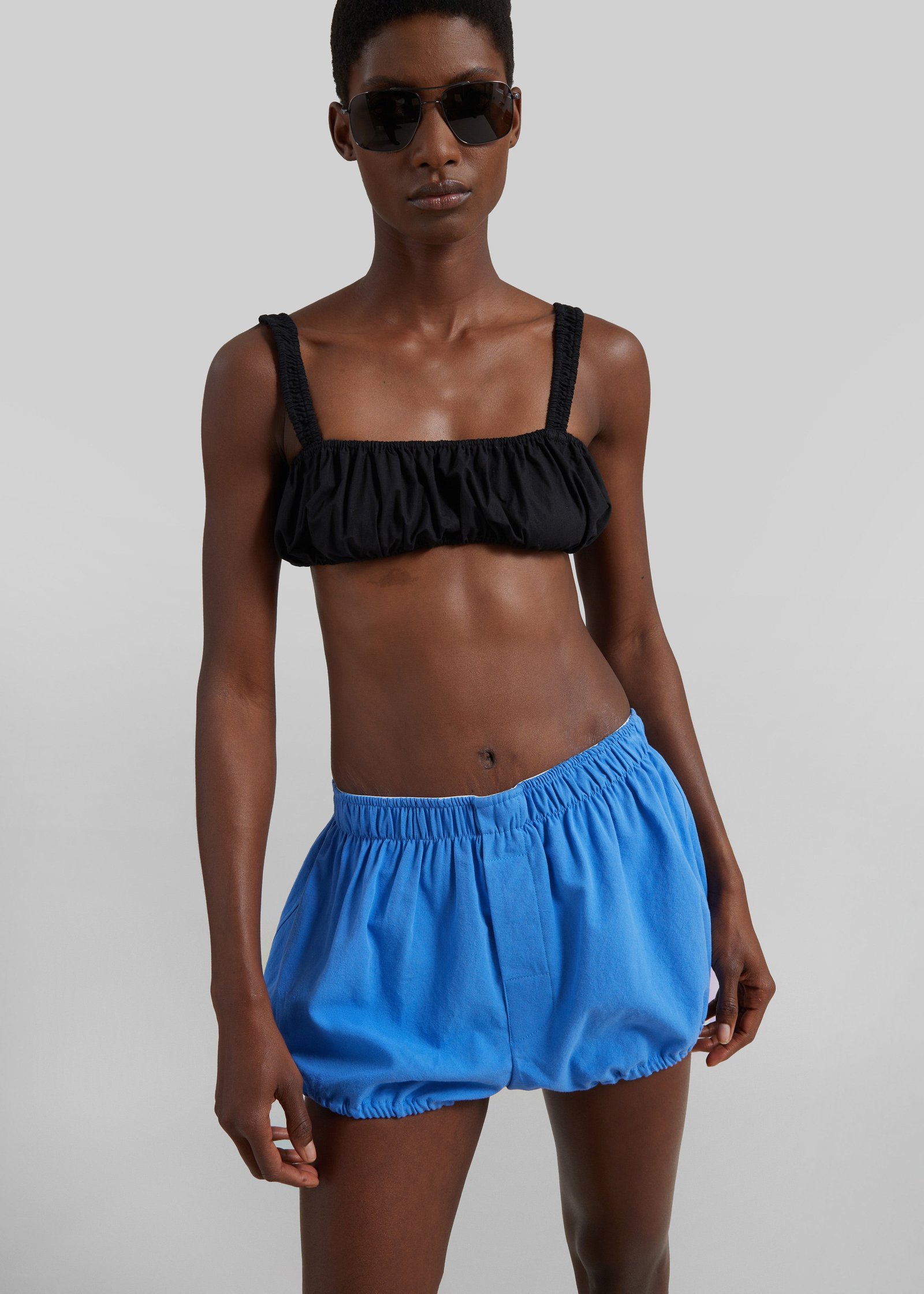 Solea Gathered Poplin Bralette - Black - Image 3