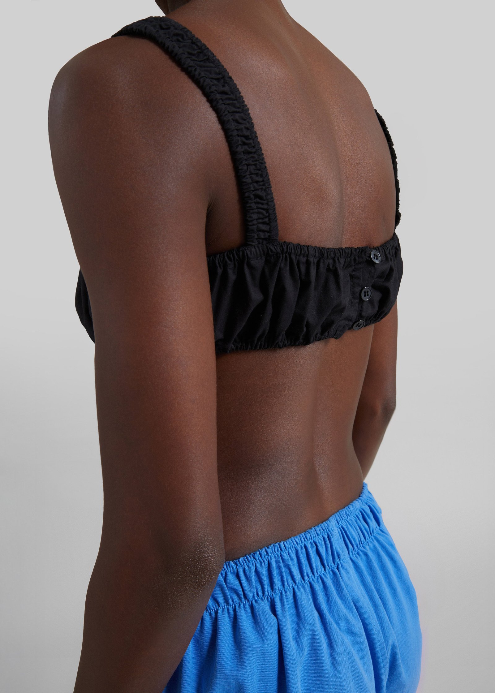Solea Gathered Poplin Bralette - Black - Image 4