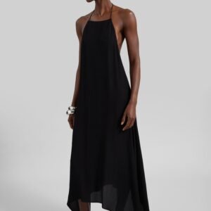 St. Agni Textured Weave Halter Dress - Black
