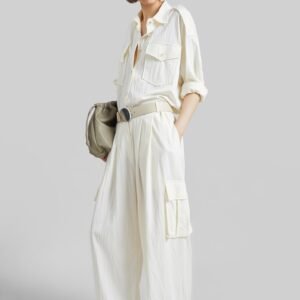 Trevi Textured Cargo Pants - Cream