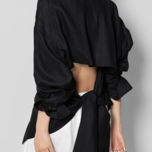 Velia Cut-Out Back Shirt - Black