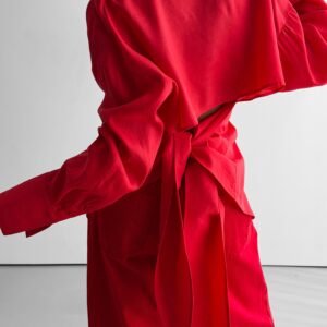 Velia Cut-Out Back Shirt - Red