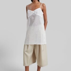 Walina Sheer Embroidered Slip Dress - Ivory