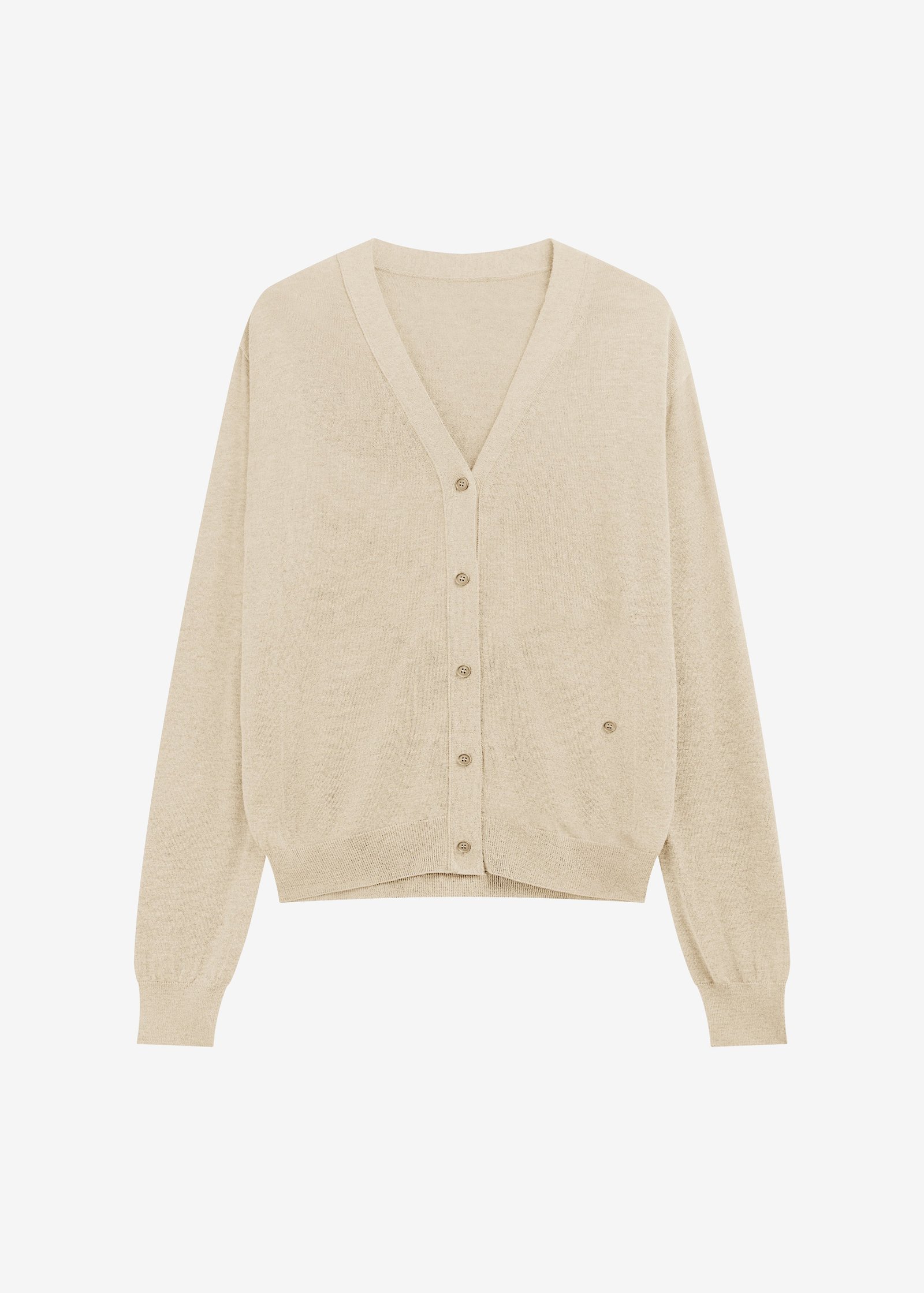 Zina V-Neck Cardigan - Beige - Image 7